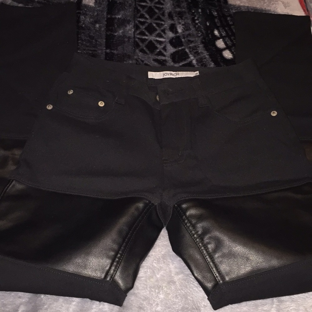 Black denim joy rich skinny jean vegan Leather - Picture 2 of 8